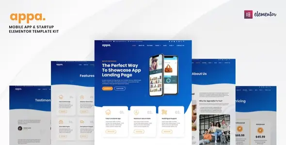 Appa โ Mobile App & Startup Elementor Template Kit